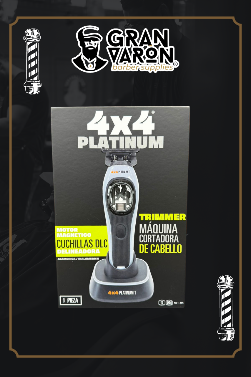 Trimmer Profesional 4x4 Platinum - Máquina Delineadora de Cabello con Motor Magnético y Cuchillas DLC