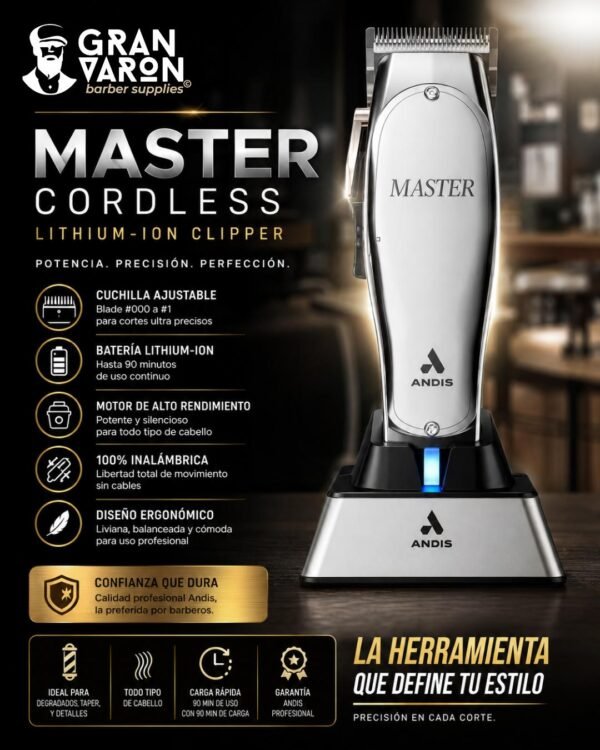 Máquina Cortapelo Profesional Andis Master Cordless Lithium-Ion Clipper