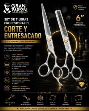 Set de Tijeras Profesionales Hoorain - Corte y Entresacado 6" | Acero Inoxidable Premium