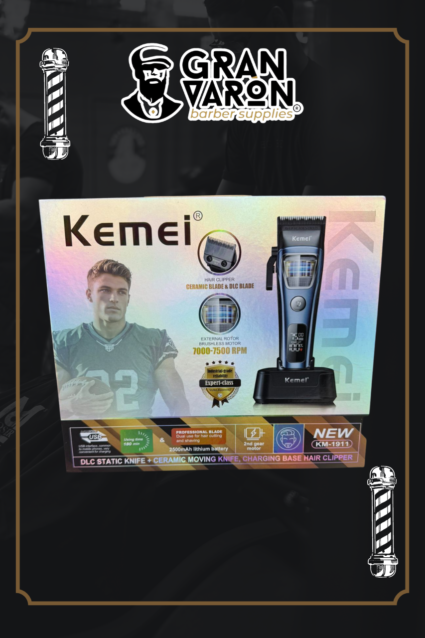 Máquina de Cortar Cabello Profesional Kemei KM-1911 - Motor Brushless 7500 RPM y Cuchillas de Cerámica/DLC