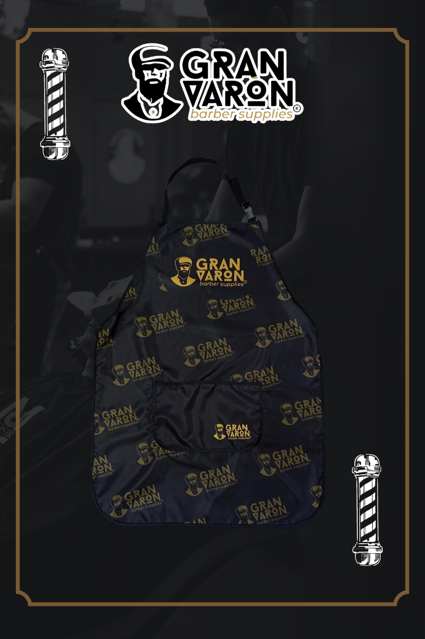 Capa Delantal de Barbería Profesional Repelente - Diseño Estampado Gold & Black Impermeable