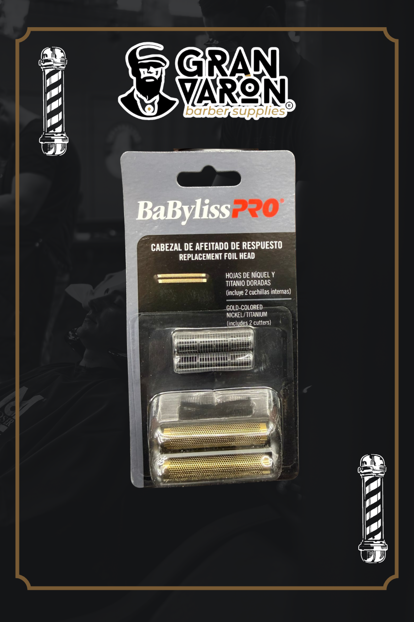 Cabezal de Afeitado de Repuesto BaBylissPRO FXRF2G - Láminas de Níquel y Titanio Doradas con 2 Cuchillas Internas