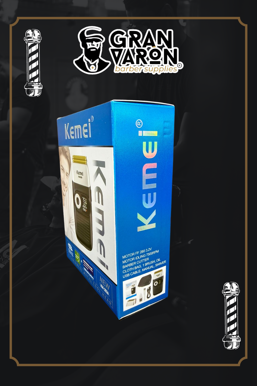 Rasuradora Profesional Kemei KM-2026 - Shaver de Doble Lámina de Titanio con Pantalla LCD y 3 Velocidades