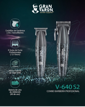 11 Combo Barbería Profesional VGR V-640 S2: Clipper + Trimmer con Pantalla Digital y Diseño Space-Tech