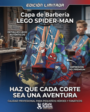 11 Capa de Barbería Infantil Profesional - Diseño Spider-Man Lego - Gran Varón