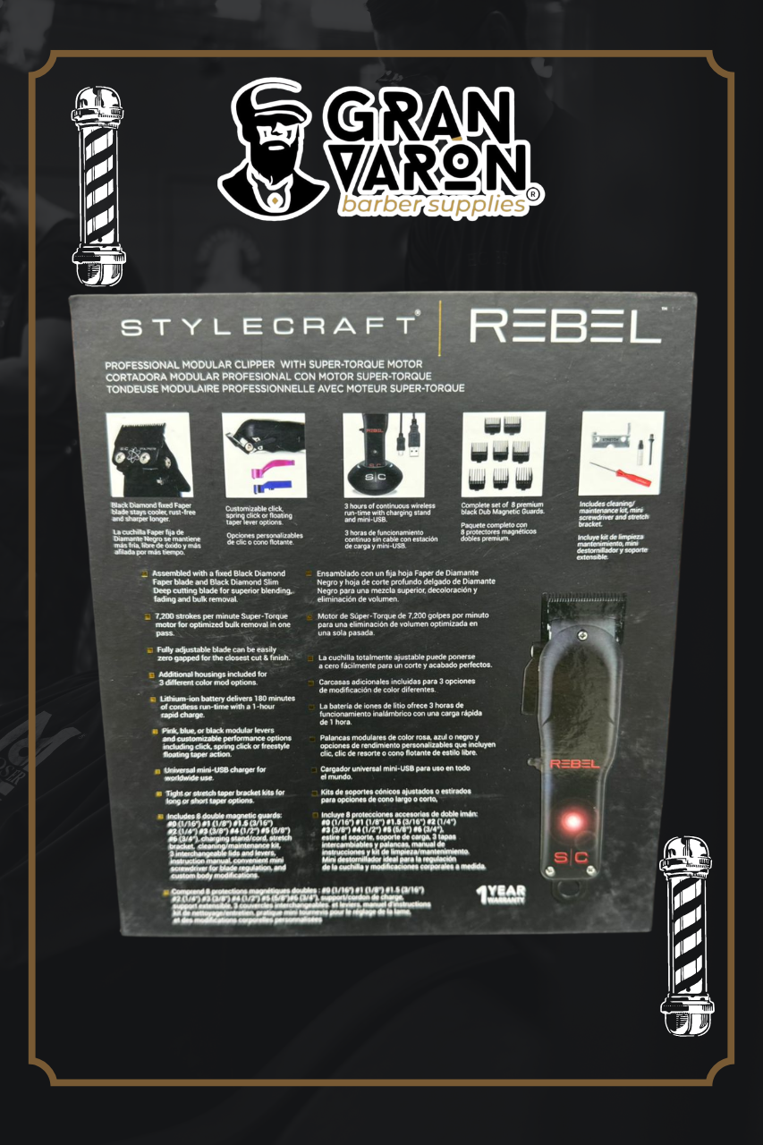 Clipper Profesional StyleCraft Rebel – Motor Super-Torque y Carcasas Modulares Intercambiables