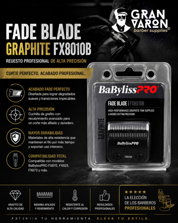 114 Cuchilla BaBylissPRO Fade Blade Graphite FX8010B - Repuesto Profesional de Alta Precisión