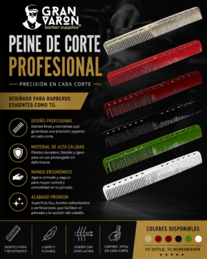 Peine de Corte Profesional Trento – Diseño Ergonómico con Guía de Sujeción y Alta Resistencia