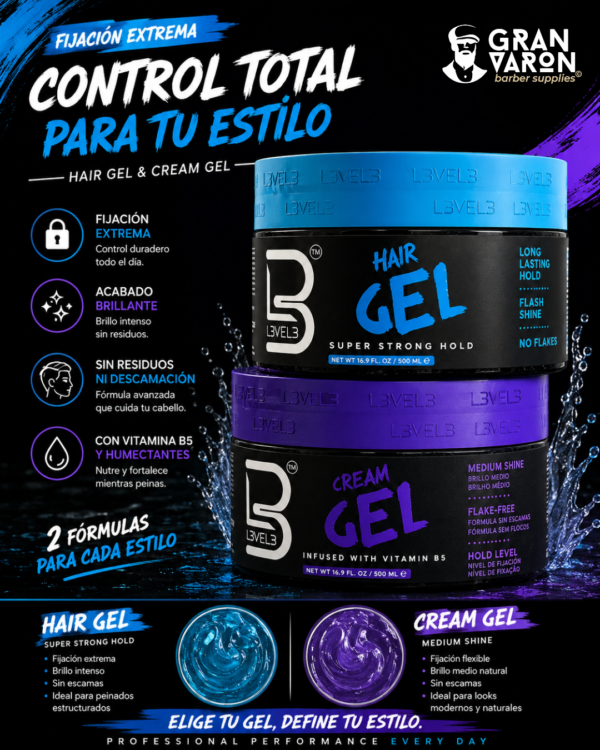 117 L3VEL3 Cream Gel - Infundido con Vitamina B5 (250ml)
