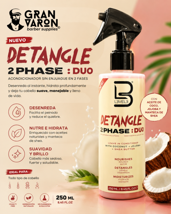 L3VEL3 Detangler 2-Phase Duo - Acondicionador Bifásico Sin Enjuague