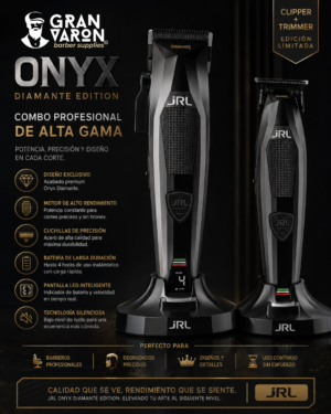 123 Combo JRL Onyx Diamante Edition – Clipper y Trimmer Profesional de Alta Gama