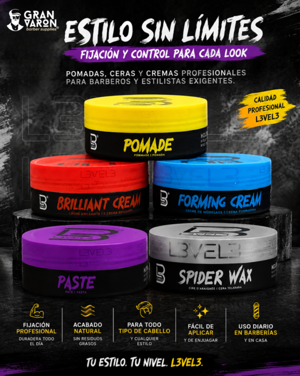 126 L3VEL3 Pomada para Cabello - Brillo Intenso y Fijación Firme (150ml)