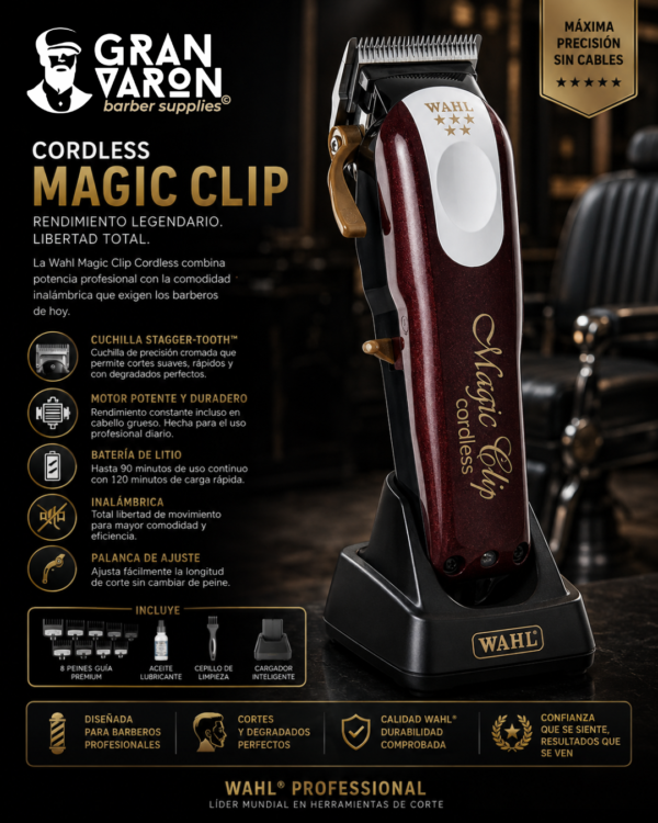127 Wahl Professional 5 Star Series: Cordless Magic Clip – La Máquina Definitiva para Degradado