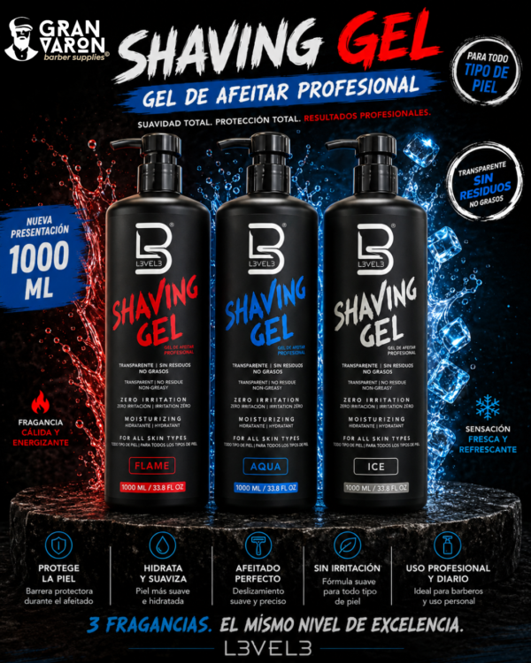 129 L3VEL3 Shaving Gel - Gel de Afeitar Transparente e Hidratante (1000ml)