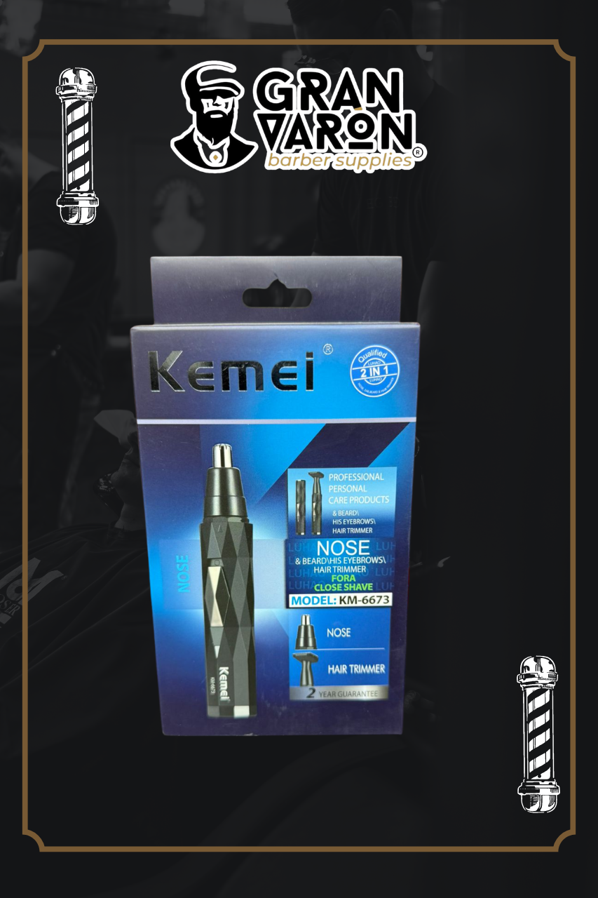 Recortador 2 en 1 Kemei KM-6673 - Nariz, Oído y Detalles de Barba/Cejas - Recargable y Portátil