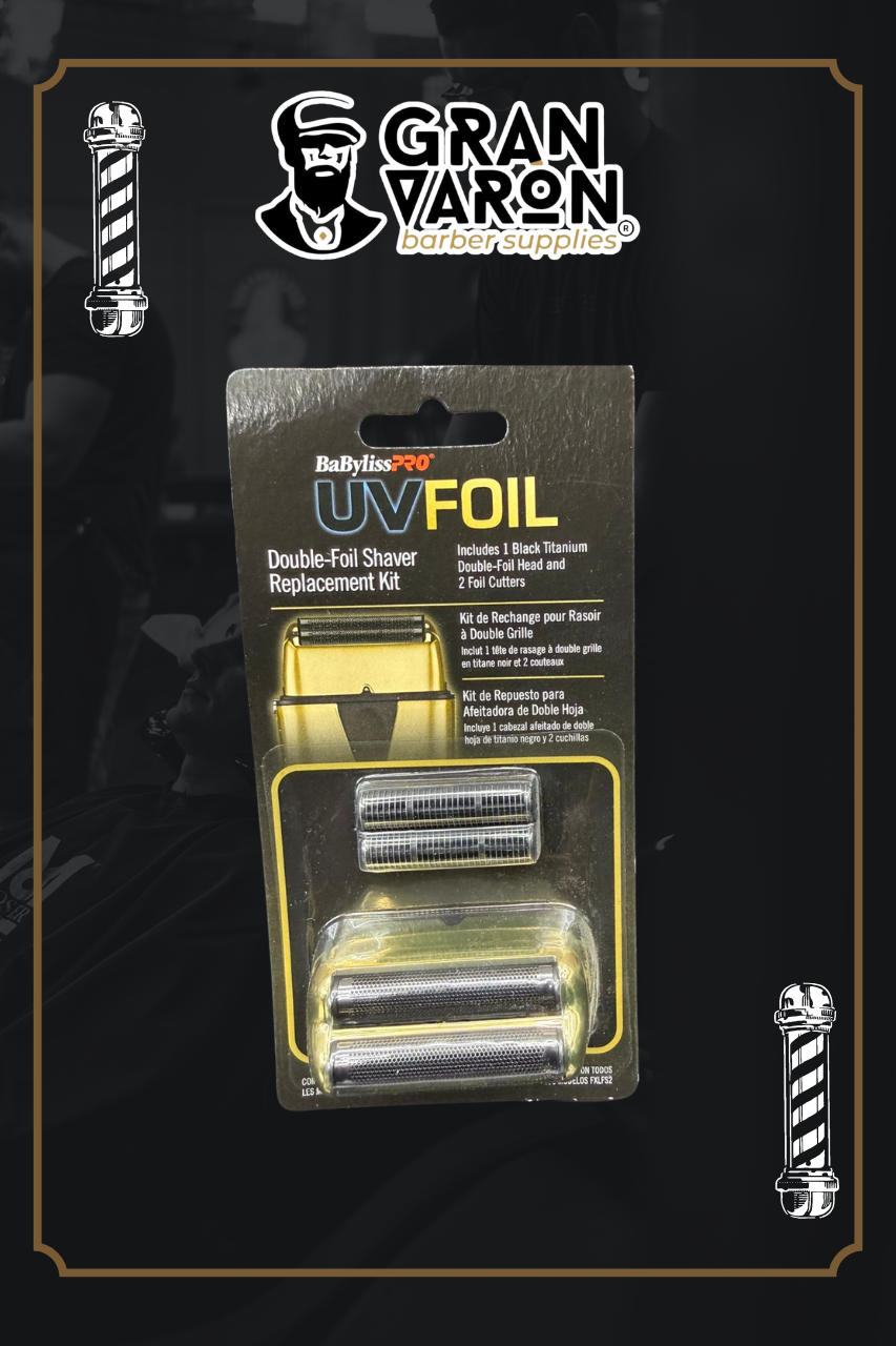 Kit de Repuesto BaBylissPRO UVFOIL FXRF2B - Cabezal de Doble Hoja de Titanio Negro y 2 Cuchillas Internas