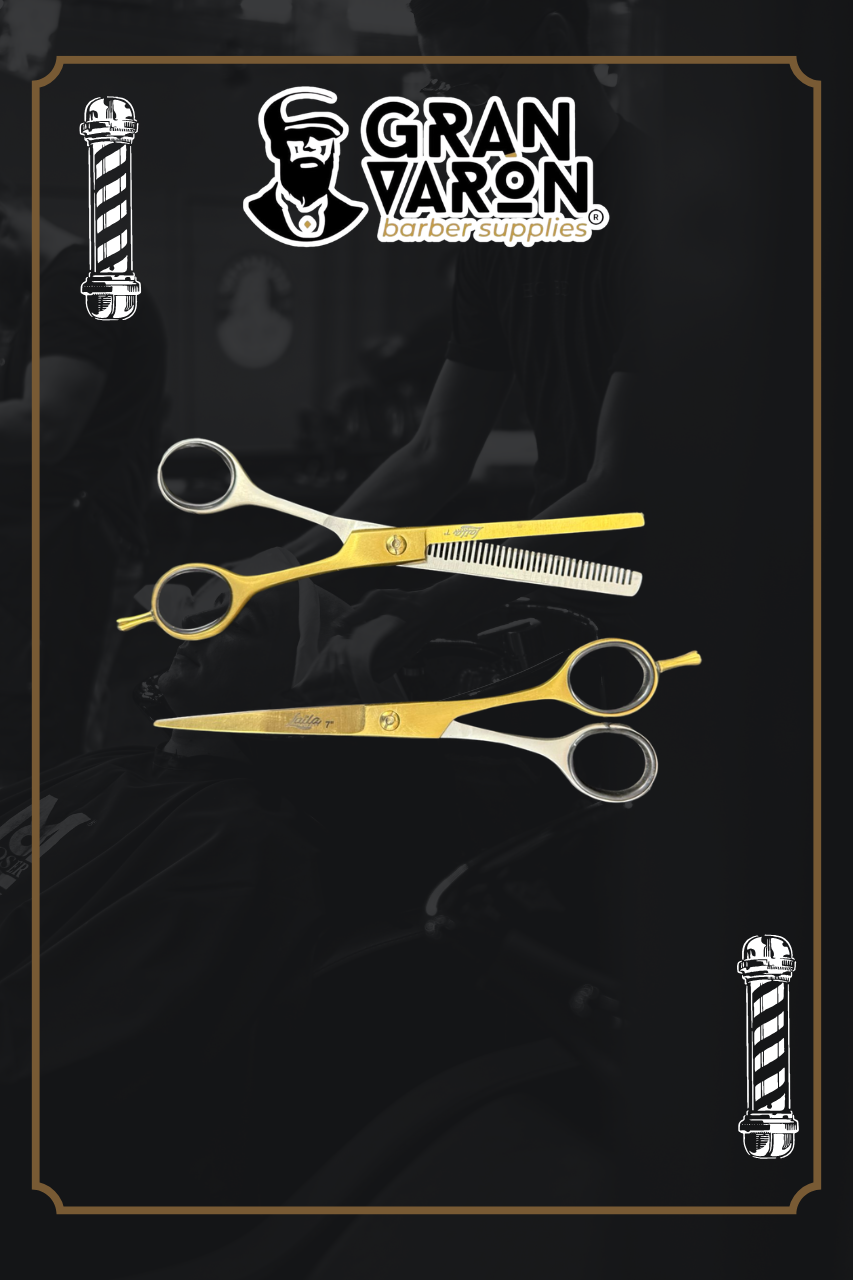 Set de Tijeras Profesionales Astoria - Duo Tone Gold & Silver Edition (Corte + Entresacar)
