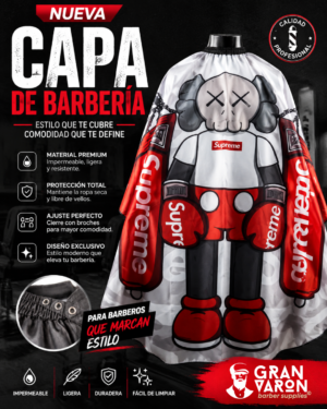 13 Capa de Barbería Profesional - Edición "Supreme Boxer" | Estilo Art Toy & Streetwear