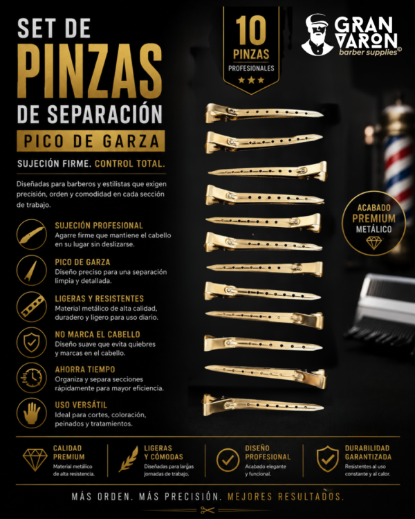 135 Set de Pinzas de Separación "Pico de Garza" – Edición Gold Professional