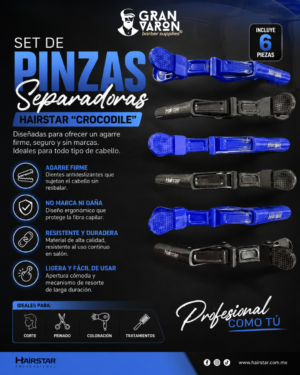 139 Set de Pinzas Separadoras Hairstar "Crocodile" – Agarre Extremo