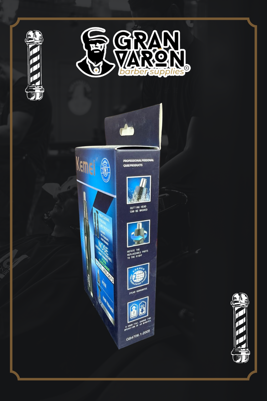 Recortador 2 en 1 Kemei KM-6673 - Nariz, Oído y Detalles de Barba/Cejas - Recargable y Portátil