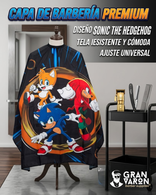 Capa de Barbería Profesional Kids - Diseño Sonic the Hedgehog & Friends
