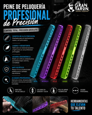 Peine de Peluquería Profesional de Precisión – Resistente al Calor y Antiestático