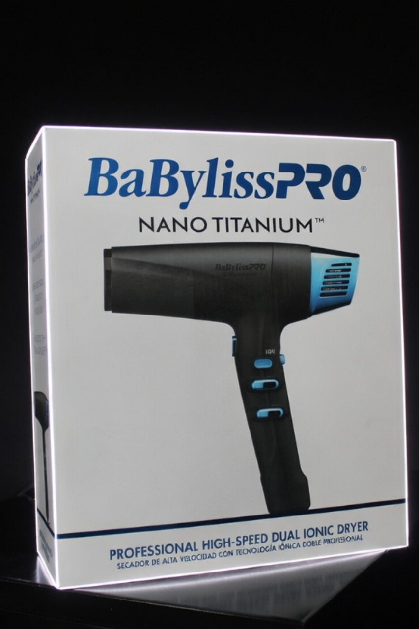 Secador Profesional BaBylissPRO Nano Titanium - High-Speed Dual Ionic Dryer (Black & Blue Edition)