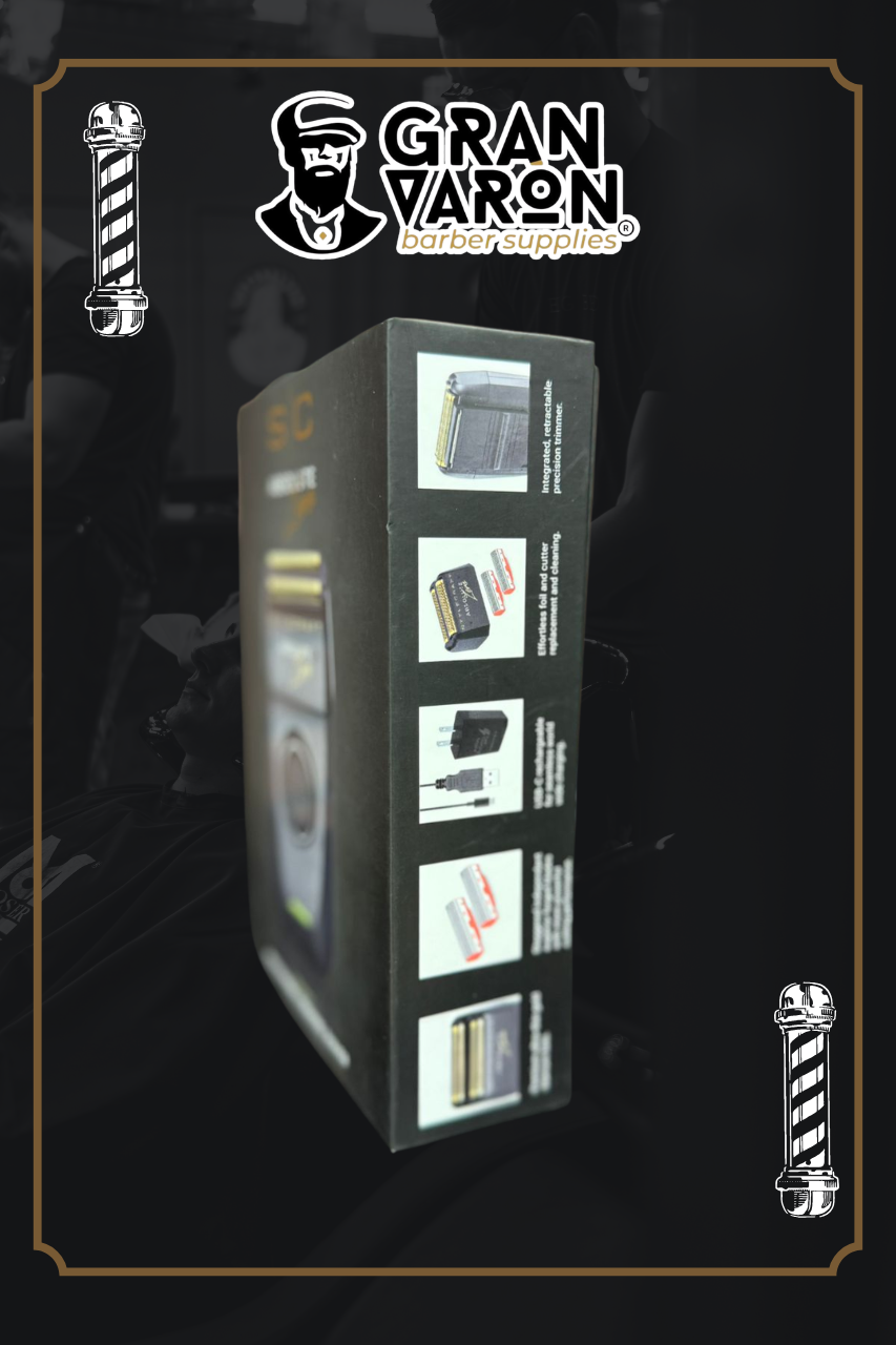 Rasuradora Profesional StyleCraft Absolute Zero – Shaver de Lámina de Titanio Dorado con Recortador Retráctil