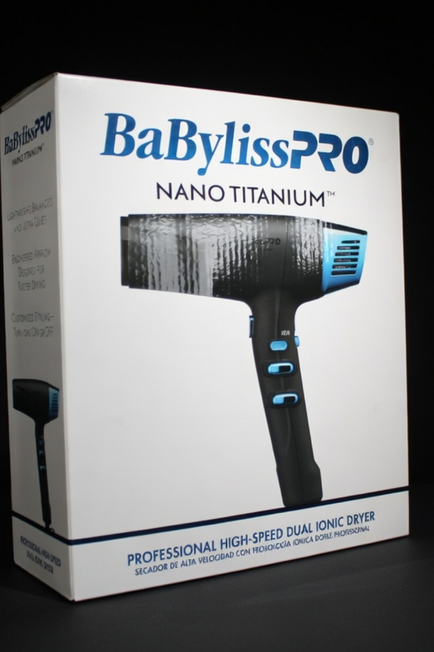 Secador Profesional BaBylissPRO Nano Titanium - High-Speed Dual Ionic Dryer (Black & Blue Edition)