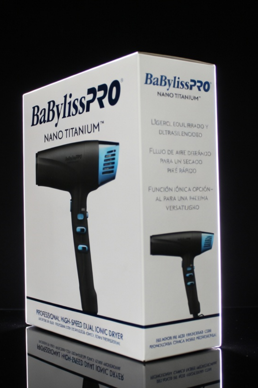 Secador Profesional BaBylissPRO Nano Titanium - High-Speed Dual Ionic Dryer (Black & Blue Edition)