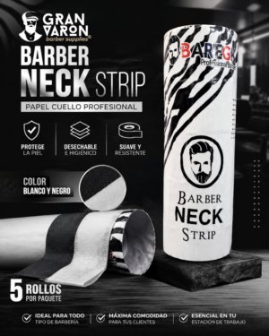 153 Papel Cuello Barber Neck Strip BAREGK - Sistema Profesional de Confort (Paquete 5 Rollos)