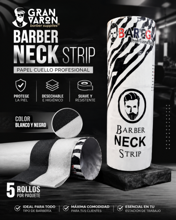 153 Papel Cuello Barber Neck Strip BAREGK - Sistema Profesional de Confort (Paquete 5 Rollos)