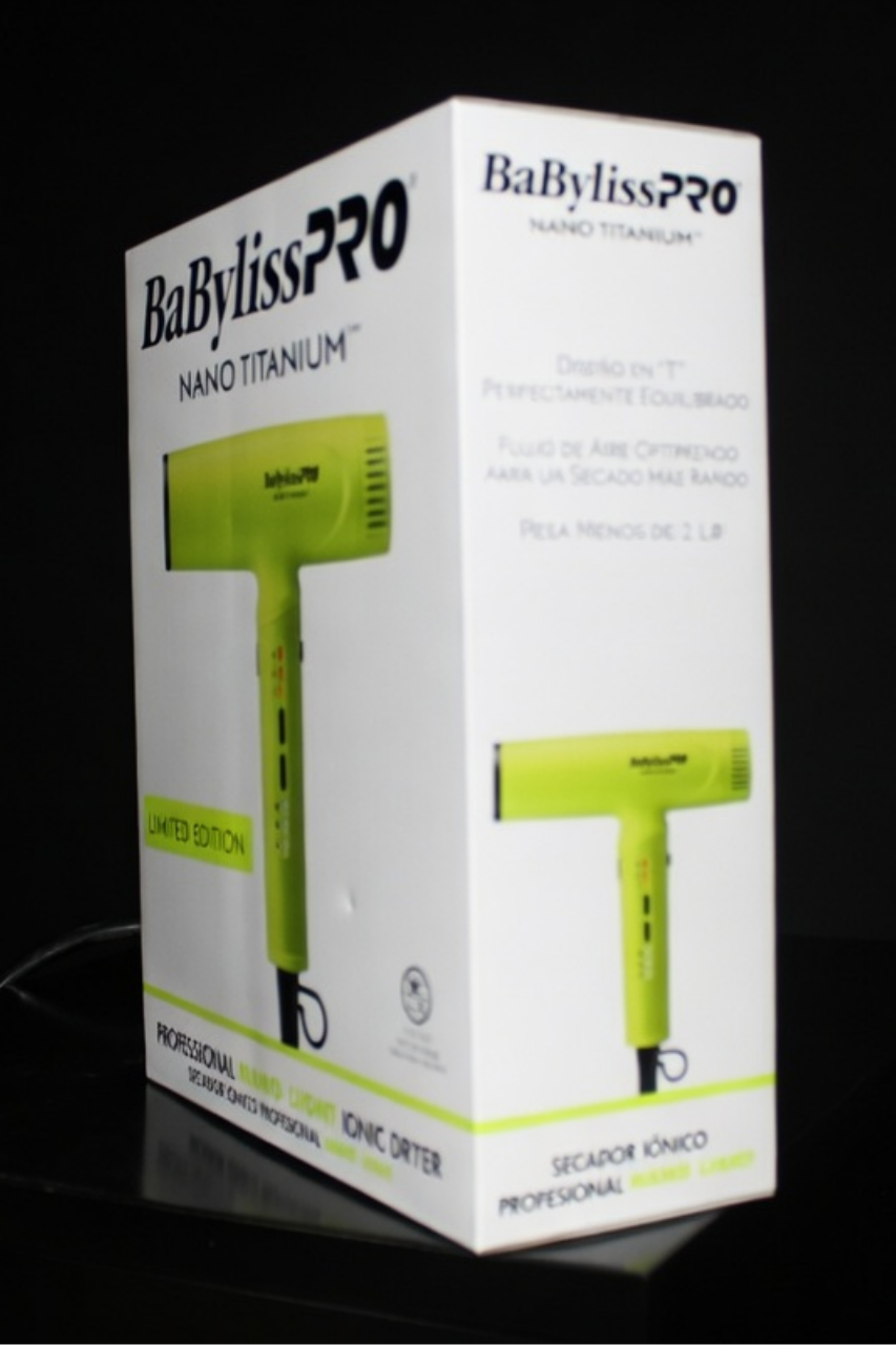Secador Profesional BaBylissPRO Nano Light Ionic Dryer - Edición Limitada Green Neón con Tecnología Nano Titanium