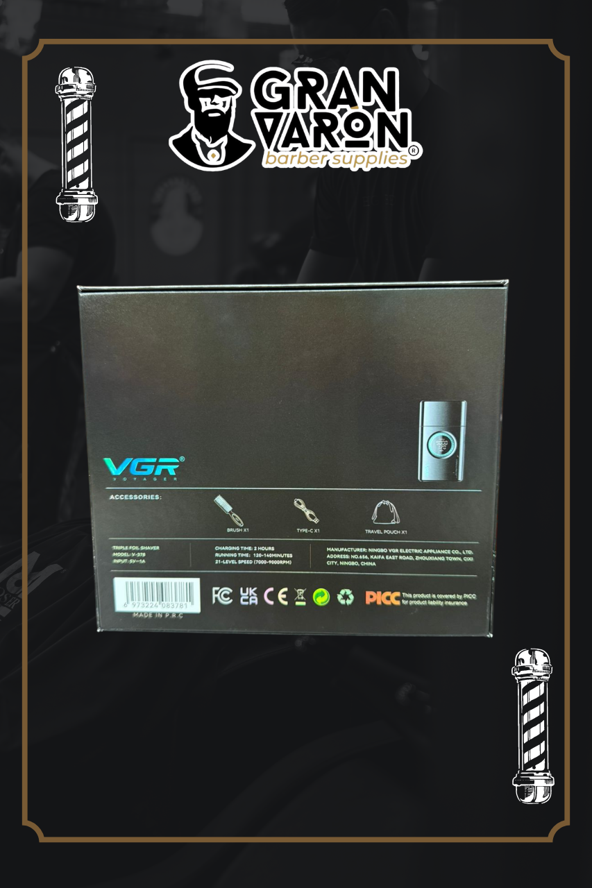 Rasuradora Profesional VGR V-378 Stepless Pro FS: Triple Hoja y Motor Ajustable (7000-9000 RPM)