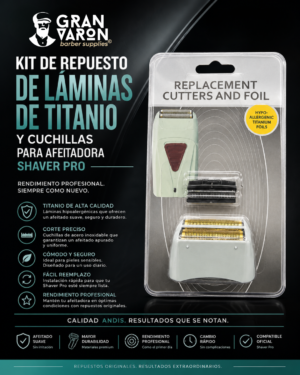 Kit de Repuesto de Láminas de Titanio y Cuchillas para Afeitadora Shaver Pro