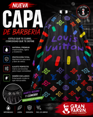 17 Capa de Barbero Profesional - Edición Artística Multicolor Luxury Black