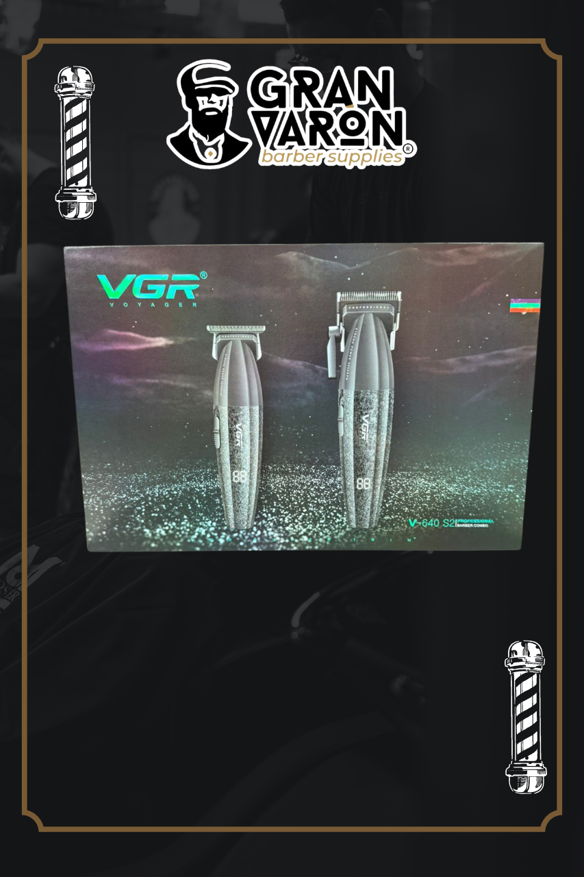 Combo Barbería Profesional VGR V-640 S2: Clipper + Trimmer con Pantalla Digital y Diseño Space-Tech