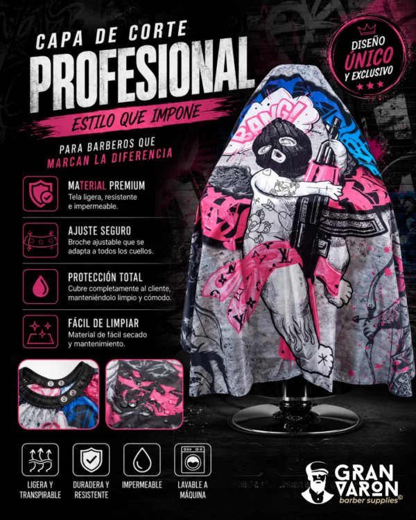 Capa de Corte Profesional - Diseño Urban Angel "Bang!" | Estilo Graffiti & Street Art