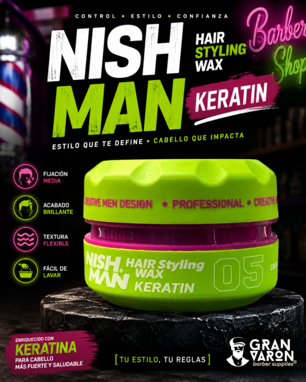 184 Nishman Hair Styling Wax 05 Keratin - Cera Moldeadora con Queratina (150ml)