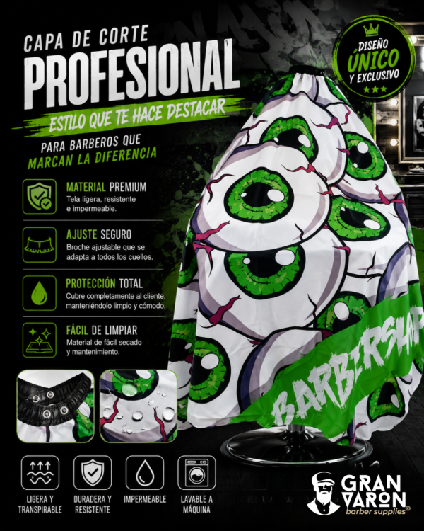 Capa de Barbería Profesional - Diseño "Evil Eyes" | Estilo Psicodélico & Skate Art