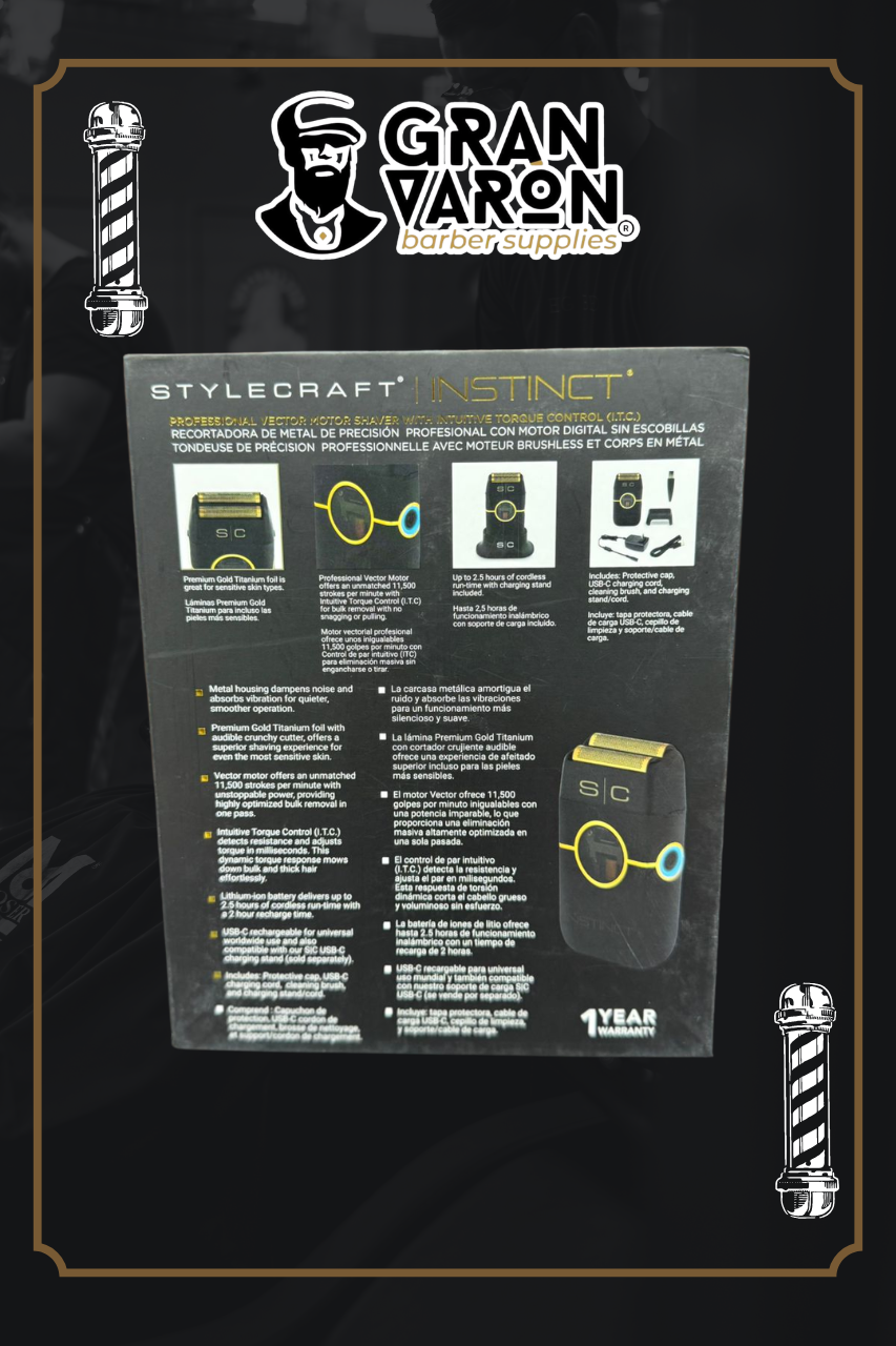 Rasuradora Profesional StyleCraft Instinct Metal Edition – Motor Vectorial