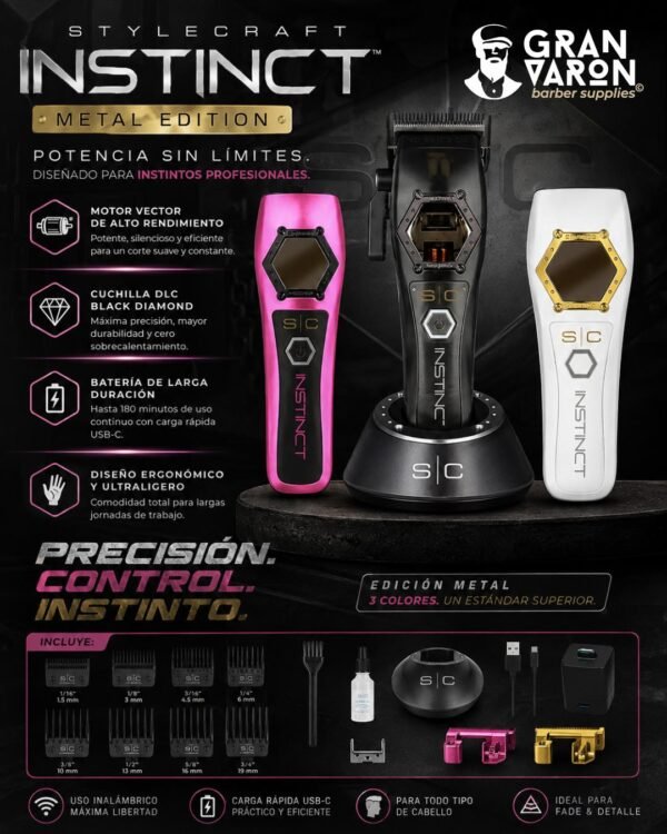 2 Clipper Profesional StyleCraft Instinct Metal Edition - Motor Vectorial y Carcasa Metálica