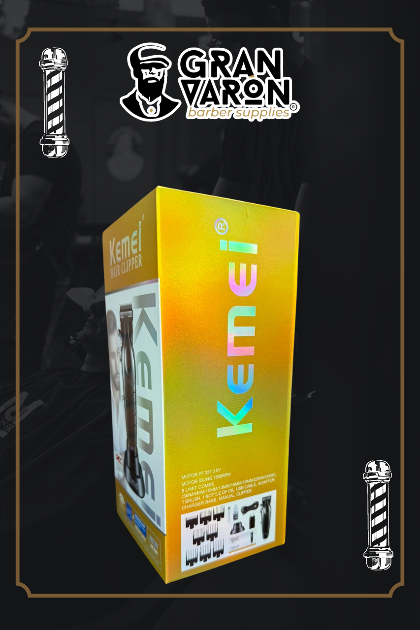 Máquina de Cortar Cabello Profesional Kemei KM-2296 - Edición Black con Base de Carga