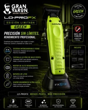2 BaBylissPRO FXONE LO-PROFX – Recortadora Profesional de Alto Rendimiento (Edición Limitada Green)