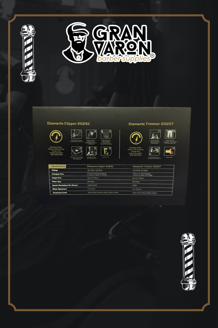 Combo JRL Onyx Diamante Edition – Clipper y Trimmer Profesional de Alta Gama