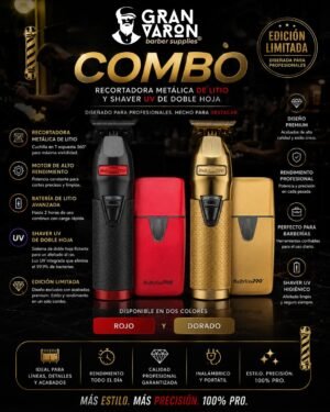 BaBylissPRO Limited Edition Combo: Recortadora Metálica de Litio y Shaver UV de Doble Hoja