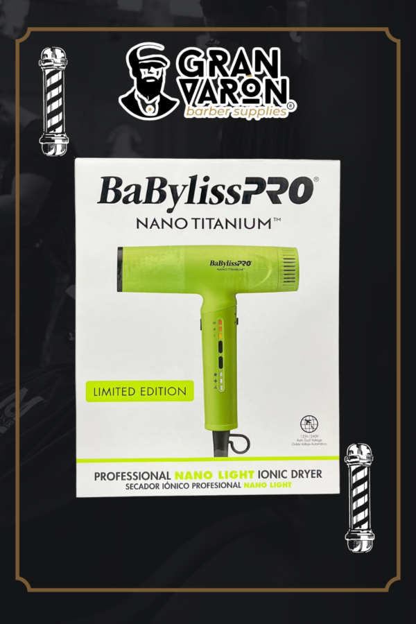 Secador Profesional BaBylissPRO Nano Light Ionic Dryer - Edición Limitada Green Neón con Tecnología Nano Titanium