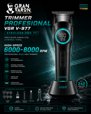 2 Trimmer Profesional VGR V-977 Stepless Pro T1: Motor BLDC Ajustable (6000-8000 RPM)