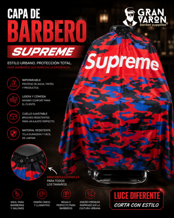 20 Capa de Barbero Profesional - Edición Camo Red & Blue Supreme Style